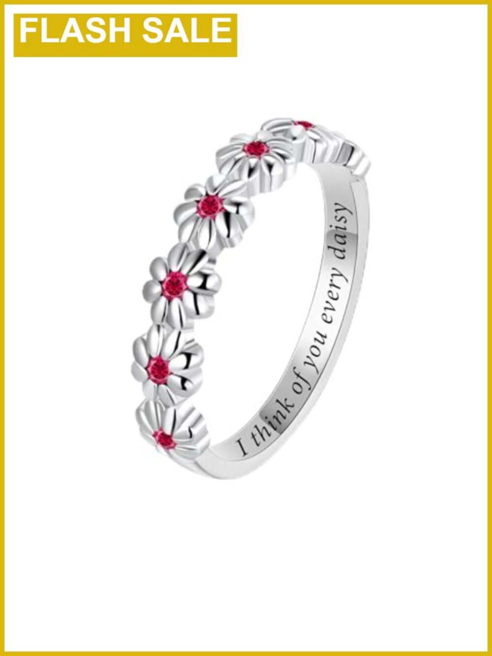 Sterling Silver Daisy Ring for Women S925 Cubic Zirconia Flower Band